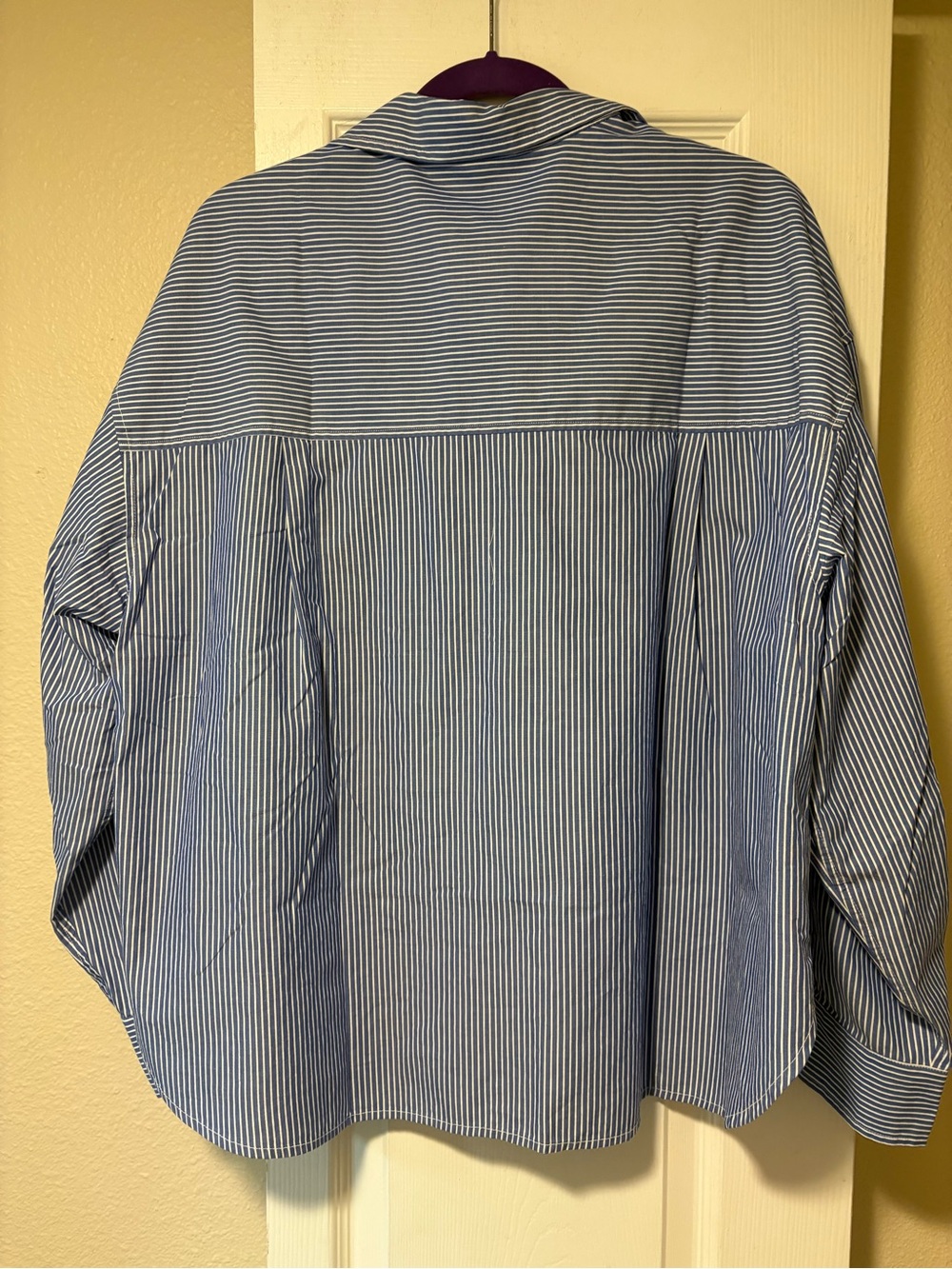 GAP Blue Striped Poplin oversized Button-Down shirt L - Picture 3 of 9